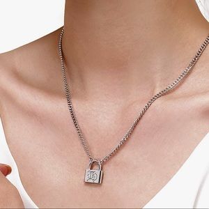 Unisex Joeyan Lock Initial Necklace Letter Pendan